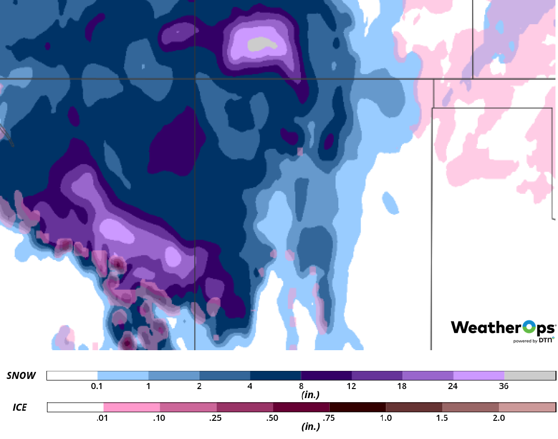 Snow Accumulation for February 21-22, 2019