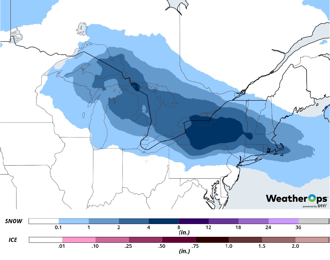 Snow Accumulation for Wednesday, February 27, 2019