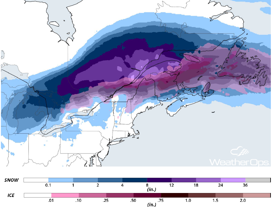 Snowfall Accumulation for Wednesday, April 4, 2018