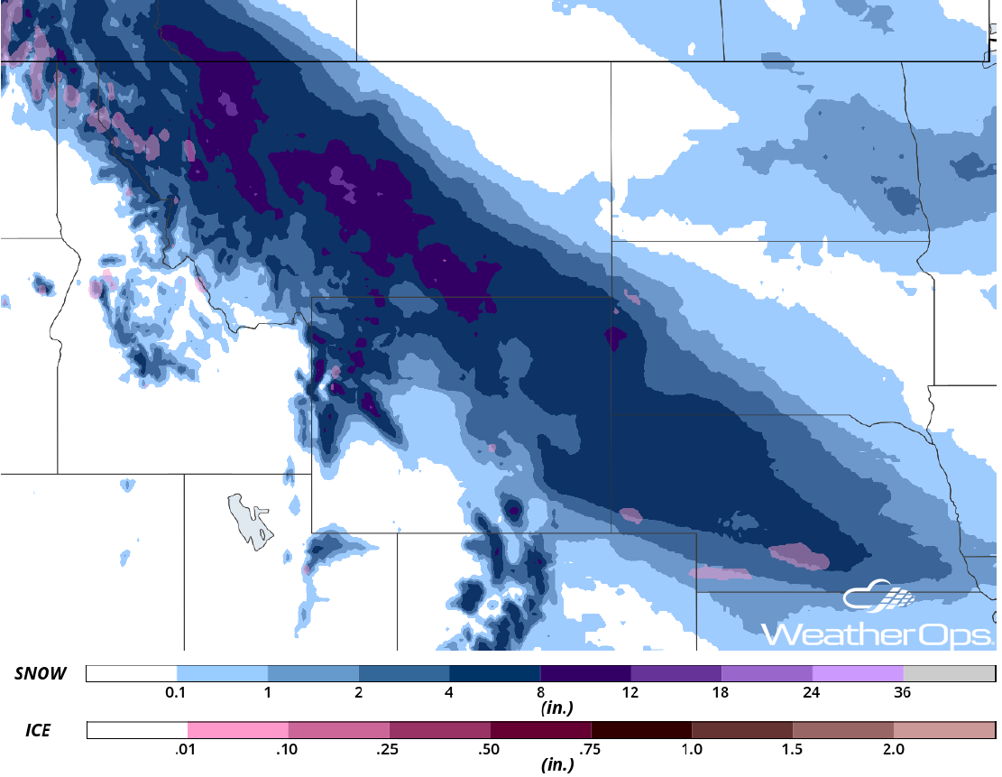 Snow Accumulation through Friday, April 6, 2018