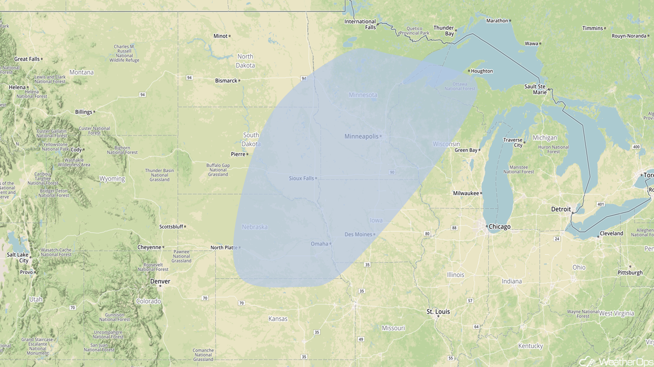 Snowfall Risk Outline for Saturday, February 24, 2018
