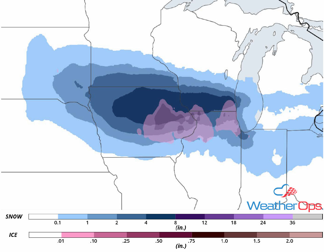 Snow Accumulation for Wednesday, April 18, 2018
