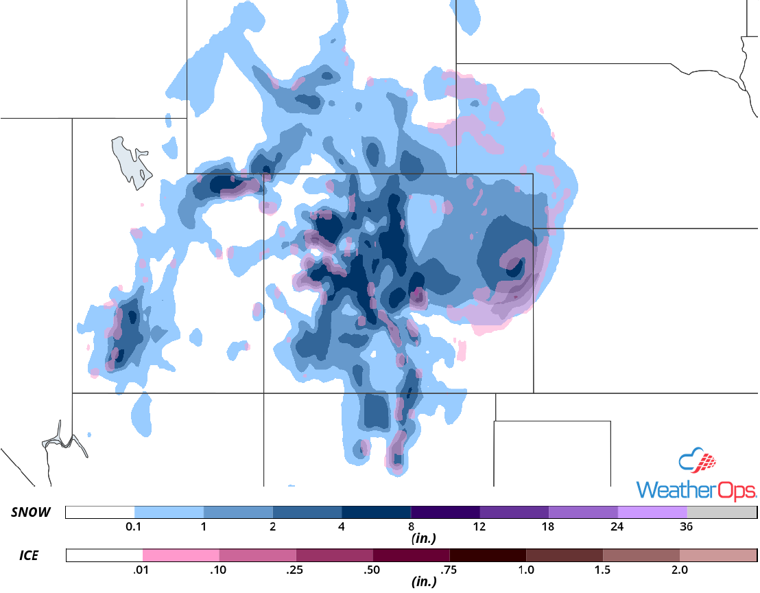 Snow Accumulation through Saturday, April 21, 2018