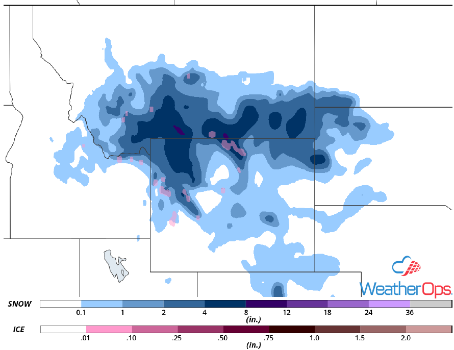 Snow Accumulation for Monday April 23, 2018