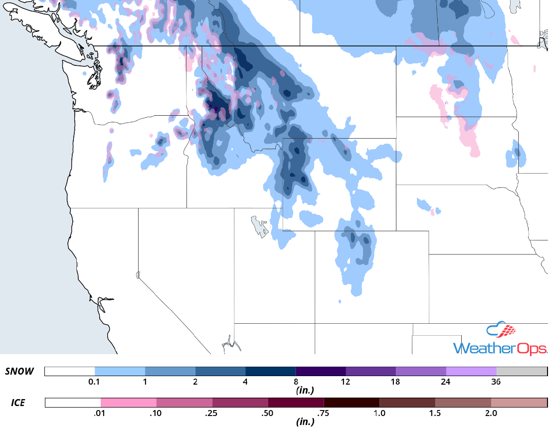 Snow Accumulation for Monday, November 5, 2018