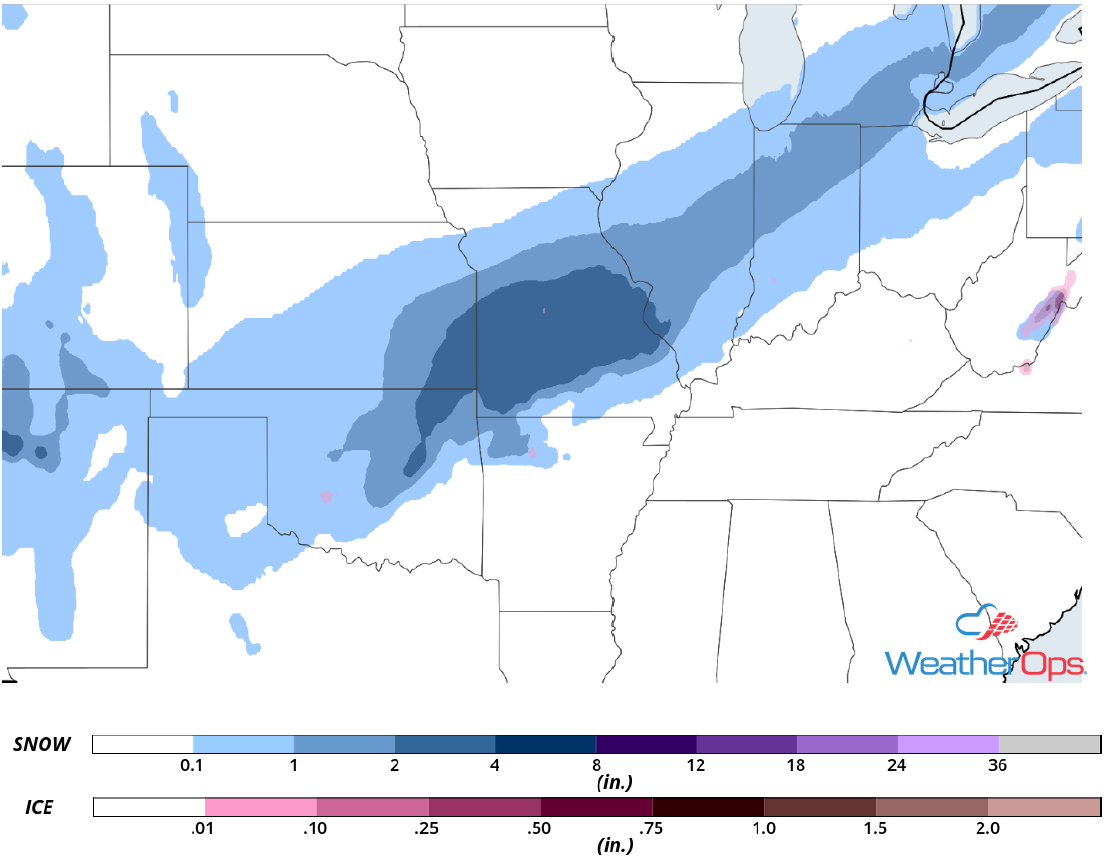 Snow Accumulation for Monday, November 12, 2018