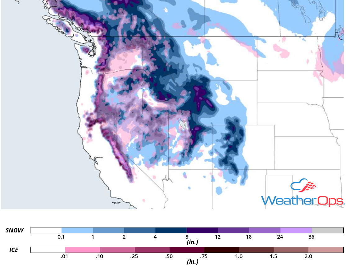 Snow Accumulation for November 21-23, 2018