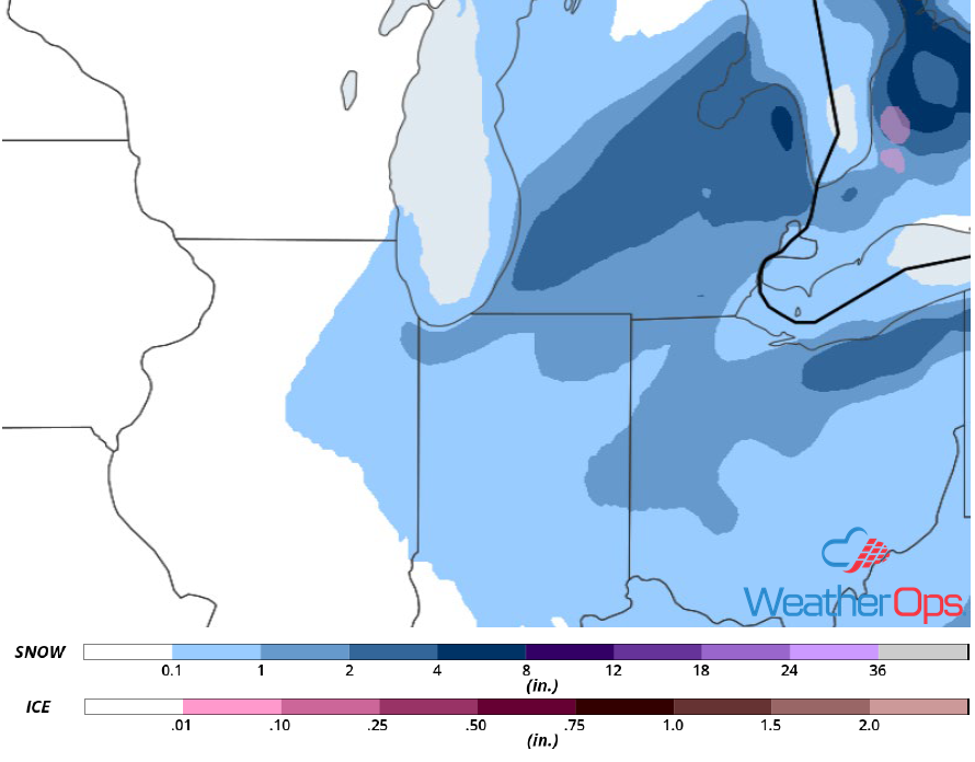 Snowfall Accumulation for Monday, November 26, 2018
