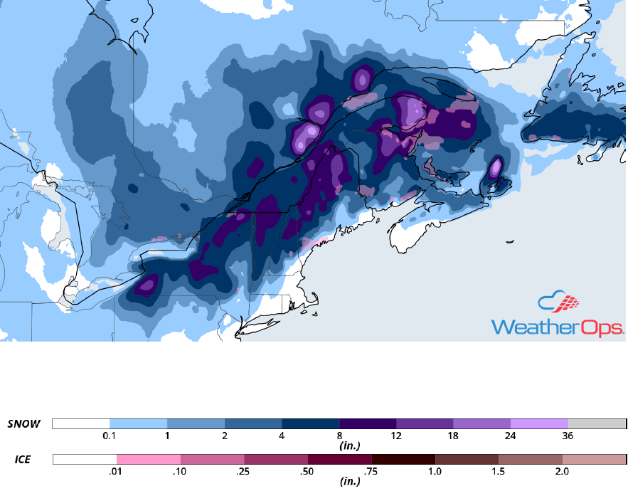 Snowfall Accumulations for November 27-28, 2018