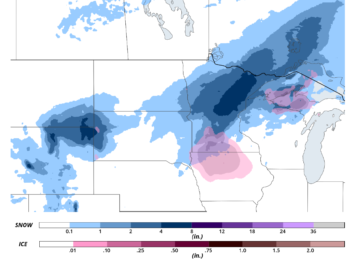 Snow and Ice Forecast for Monday, March 26, 2018