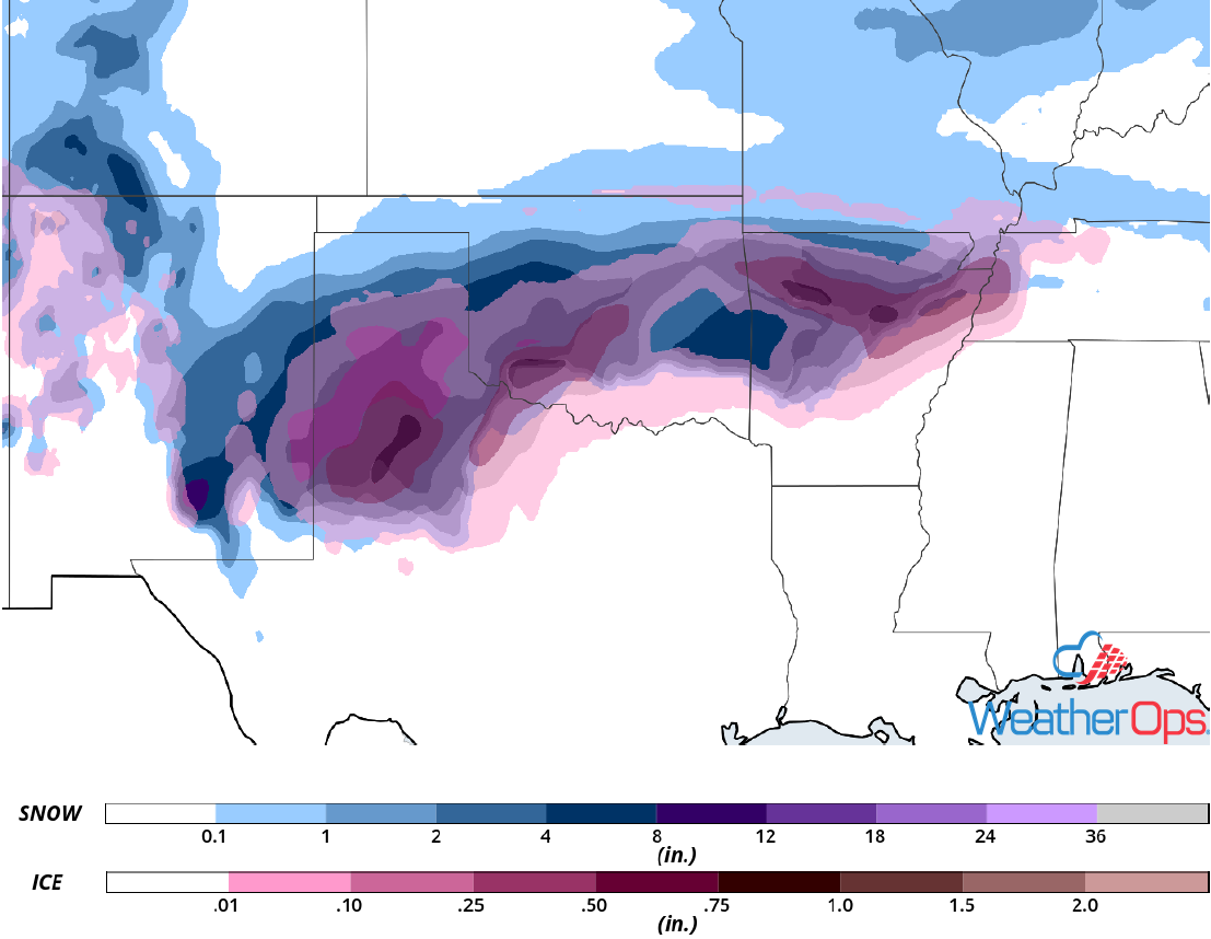 Snow and Ice Accumulation for December 7-8, 2018