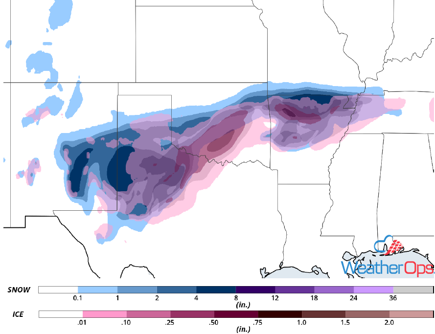 Snow and Ice Accumulation for December 7-8, 2018