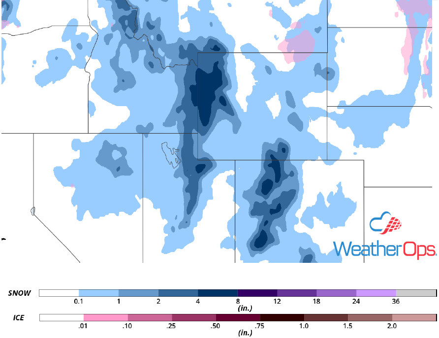 Snow and Ice Accumulation for Wednesday, December 12, 2018