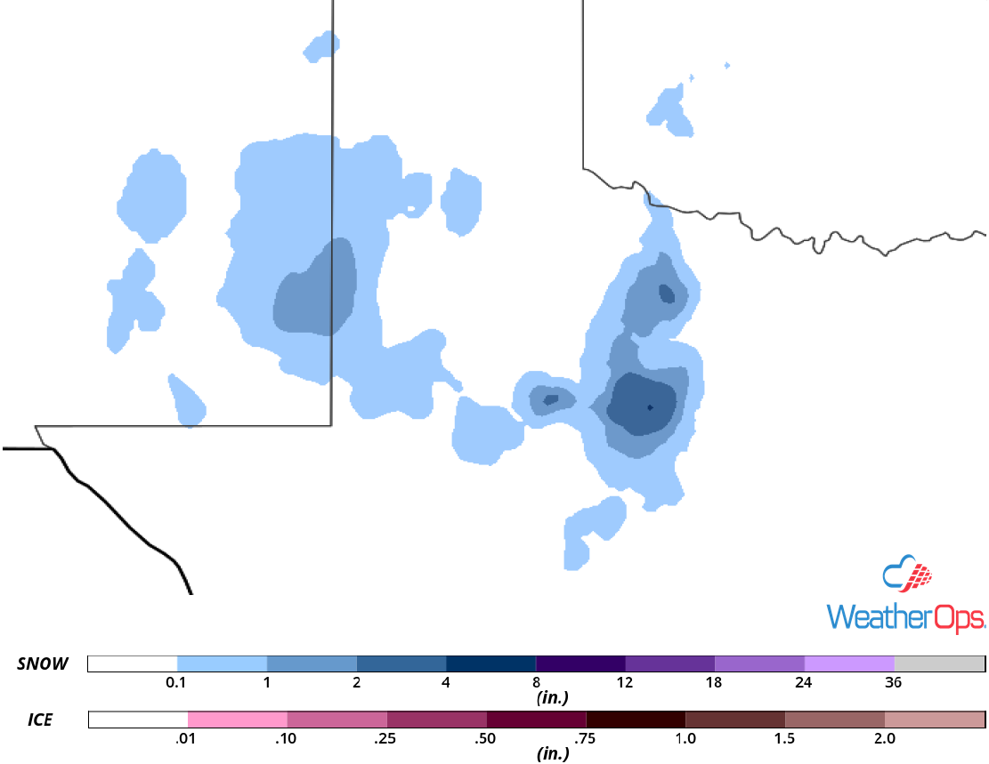 Snow Accumulation for Thursday, December 13, 2018