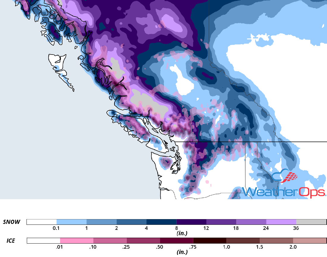 Snow Accumulation December 14-16, 2018