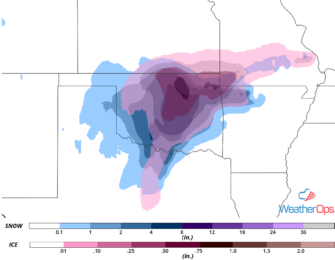 Snow and Ice Accumulation for January 3-4, 2019