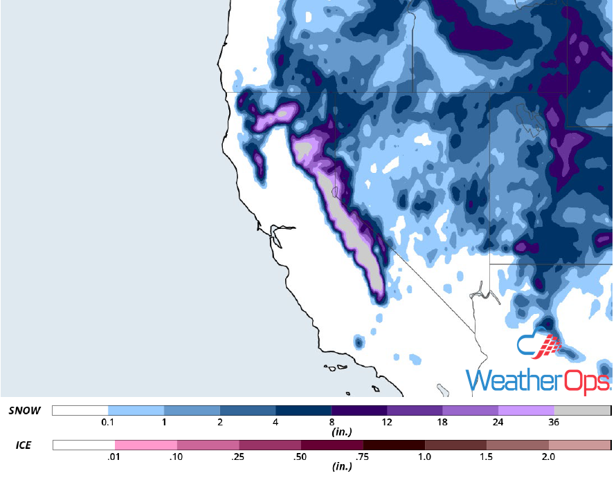 Snow Accumulation for January 15-18, 2018