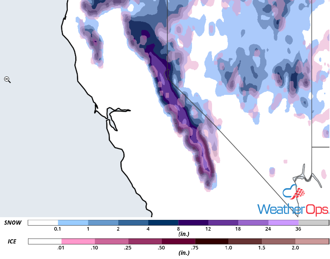Snow Accumulation for Thursday, January 17, 2019
