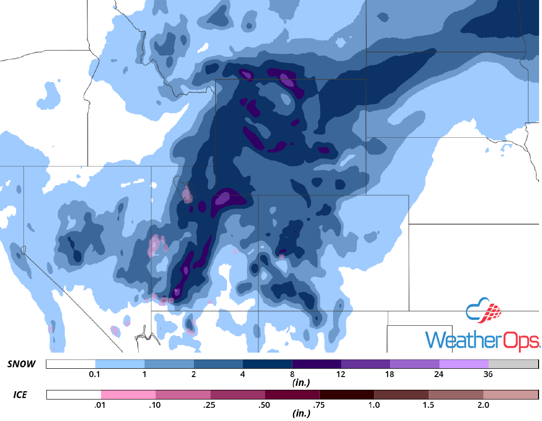 Snow Accumulation for Monday, January 21, 2019