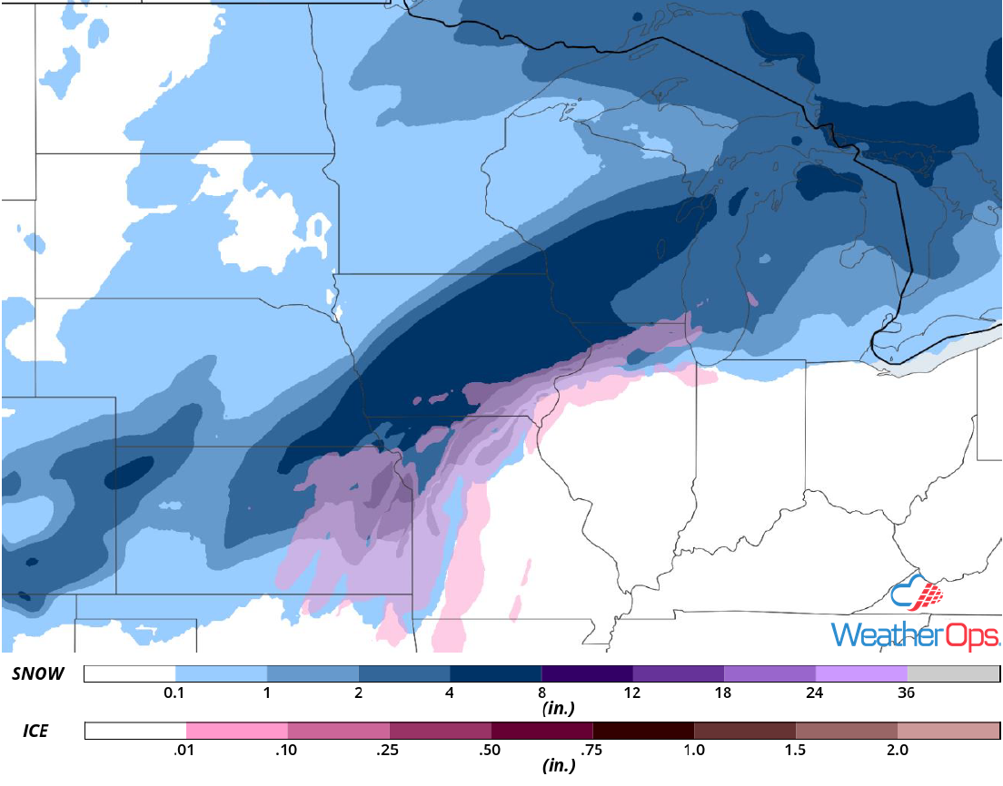 Snow Accumulation for Tuesday, January 22, 2019