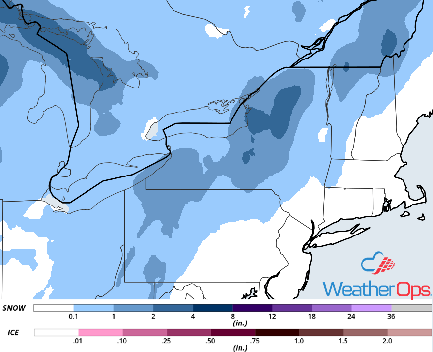 Snowfall Accumulation for Thursday, January 24, 2019