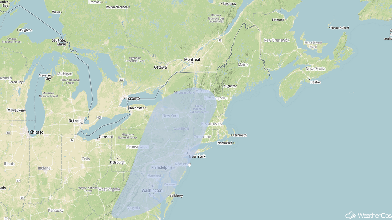 Snowfall Risk Outline for Saturday, February 17, 2018