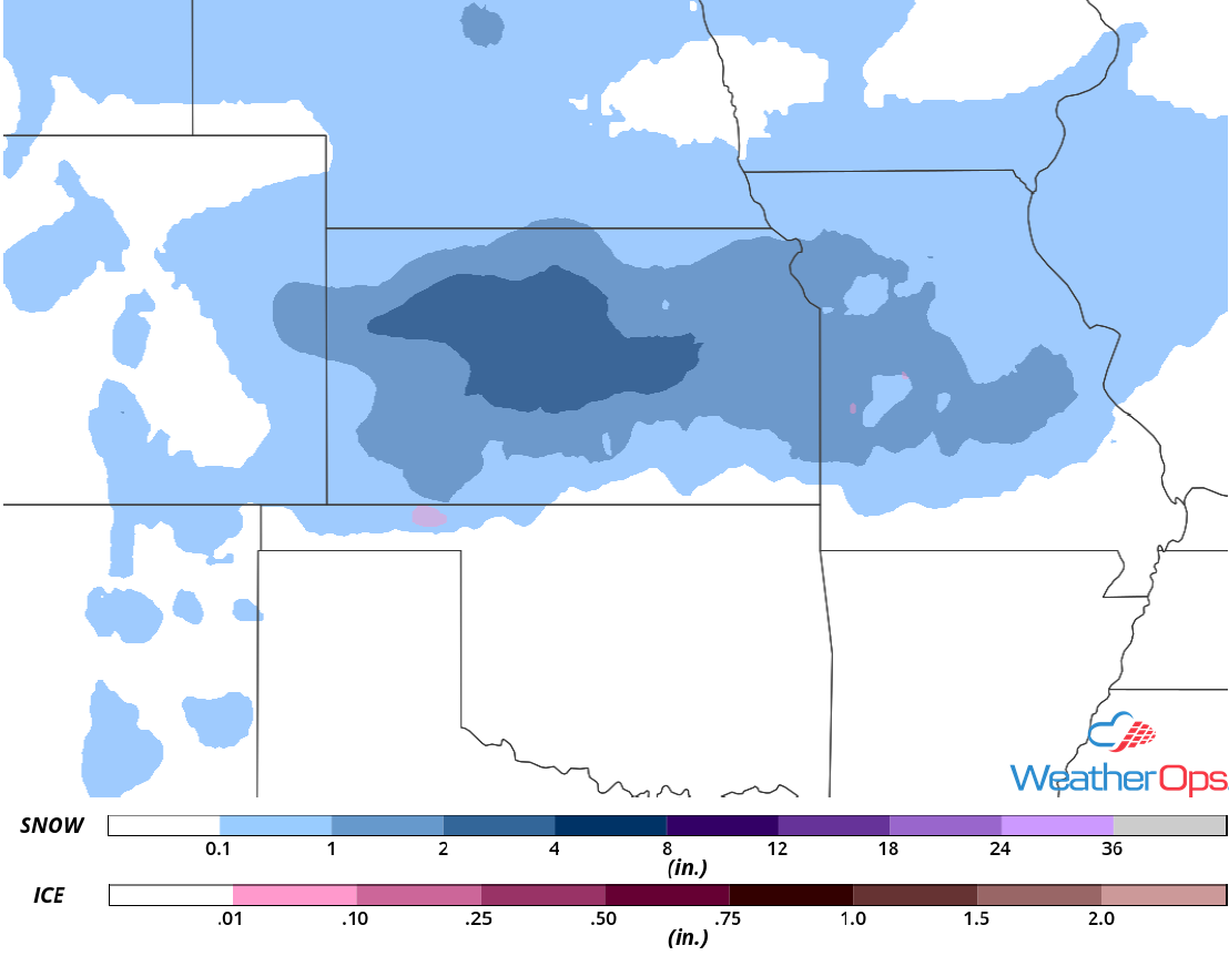 Snow Accumulation for Thursday, November 8, 2018