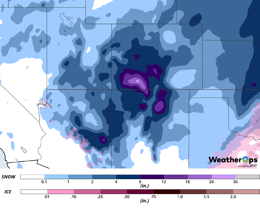 Snow Accumulation for February 18-19, 2019