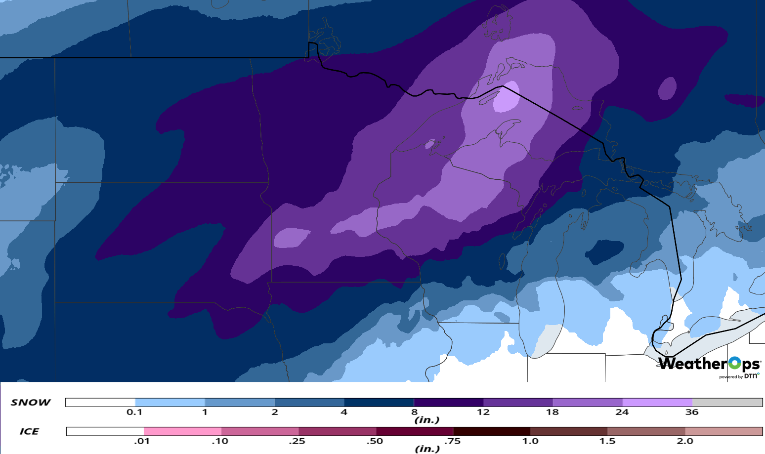 Snow Accumulation February 5-8, 2019
