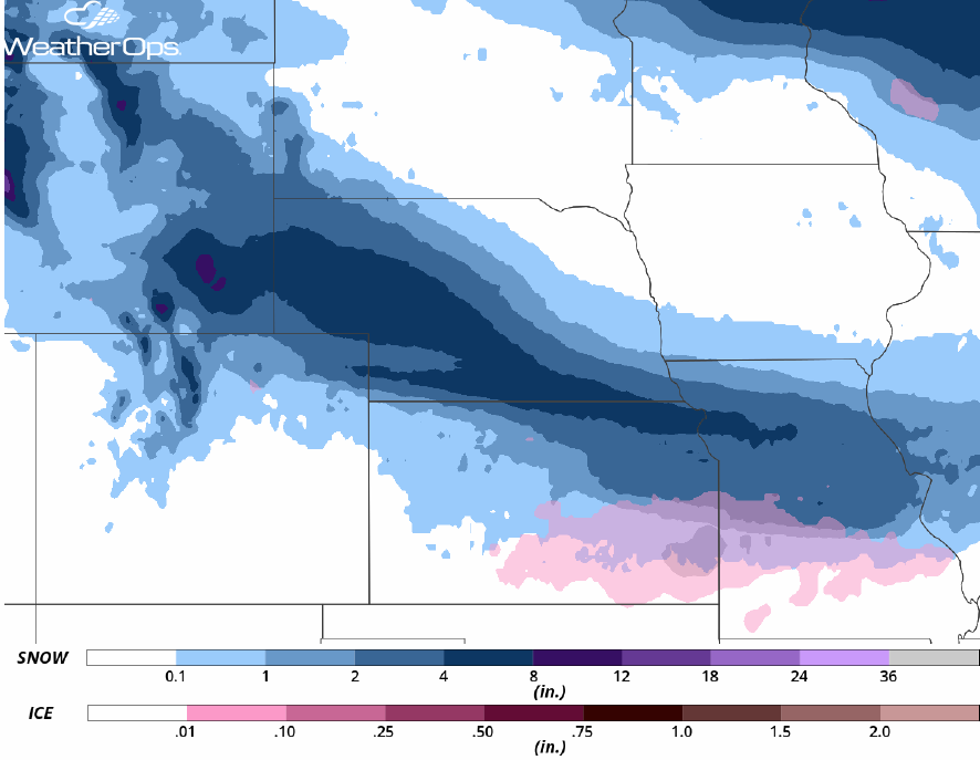 Snowfall Accumulations for March 31-April 1, 2018