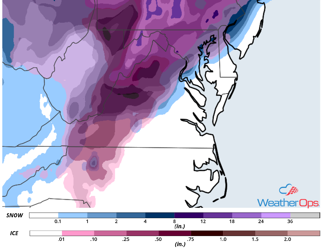 Snow and Ice Accumulation for Thursday, November 15, 2018