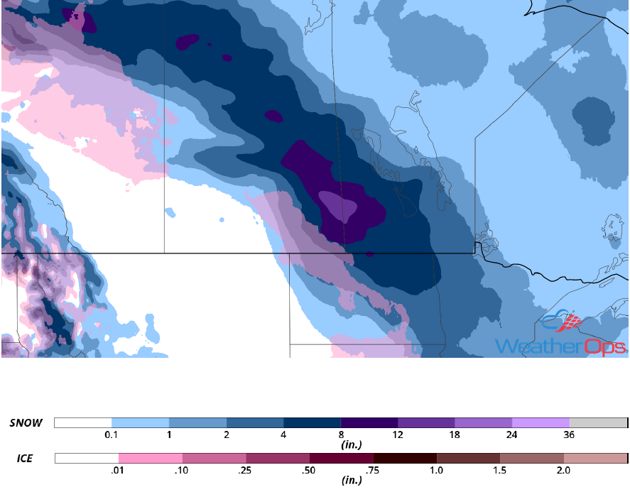 Snowfall Accumulations for November 27-28, 2018