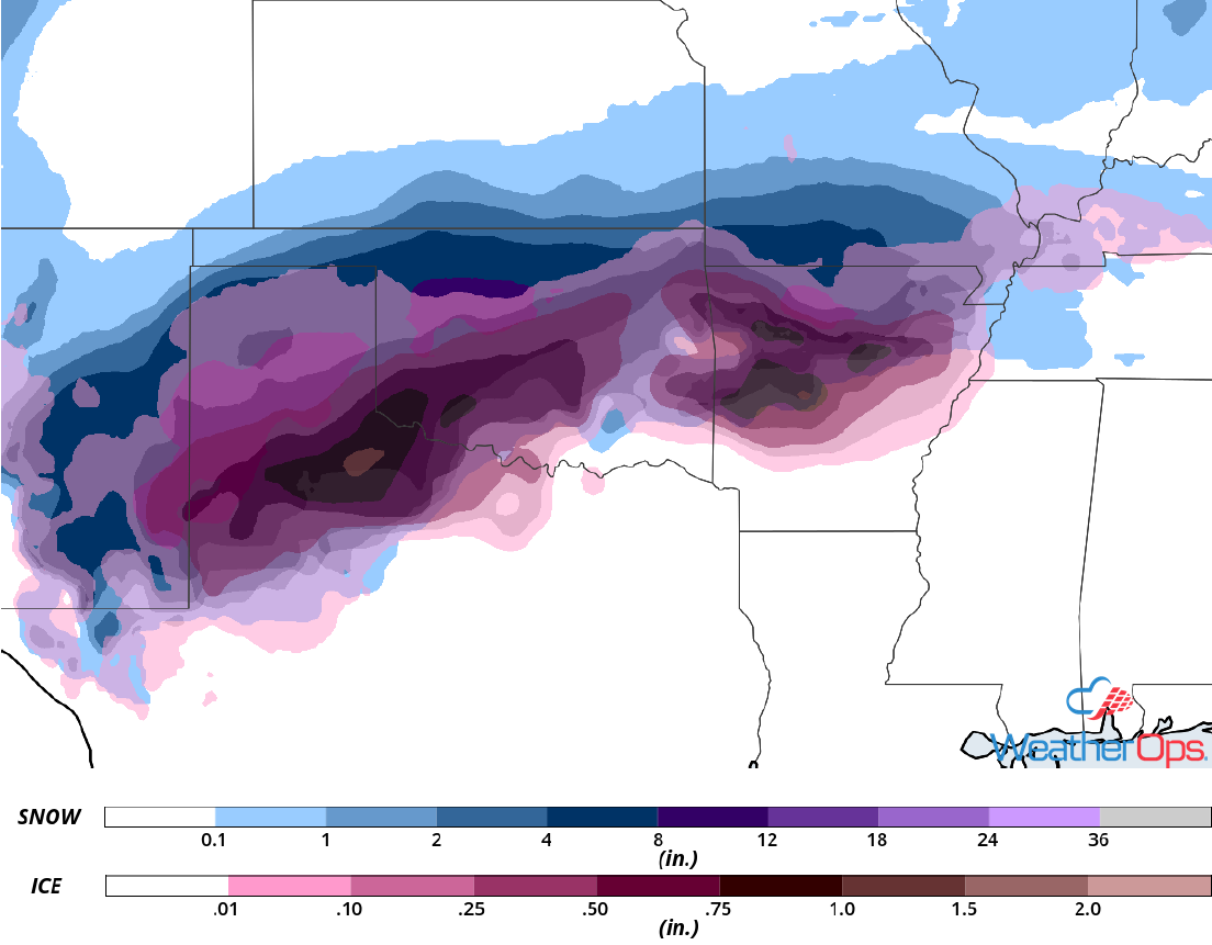 Freezing Rain and Snow Accumulation for December 7-8, 2018