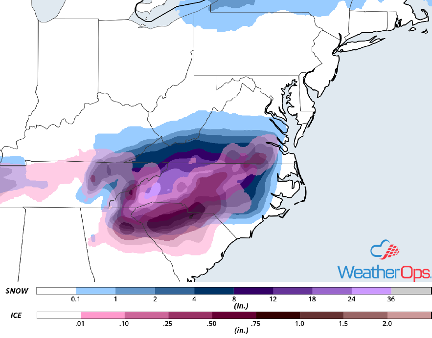Snow and Ice Accumulation December 8-10, 2018