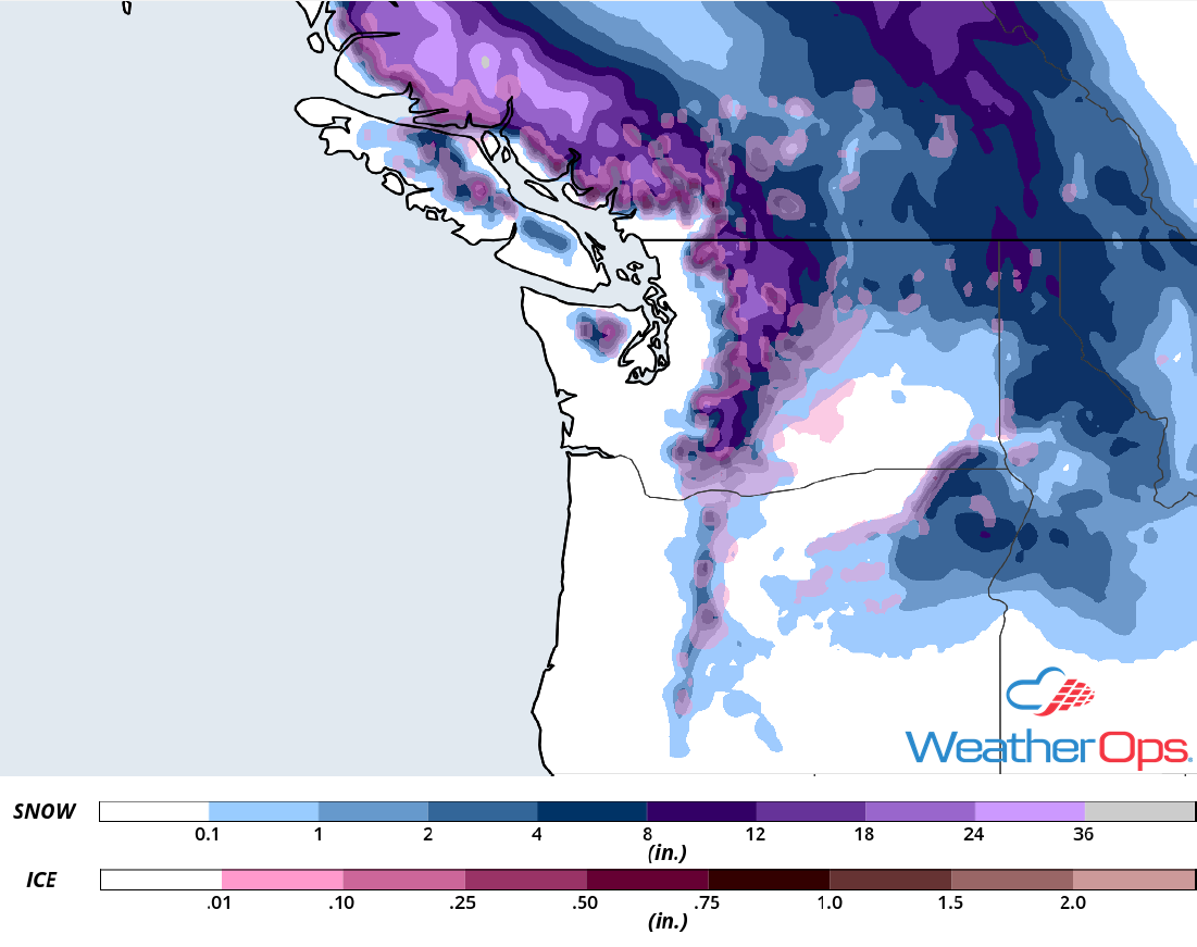 Snow and Ice Accumulation for Tuesday, December 11, 2018