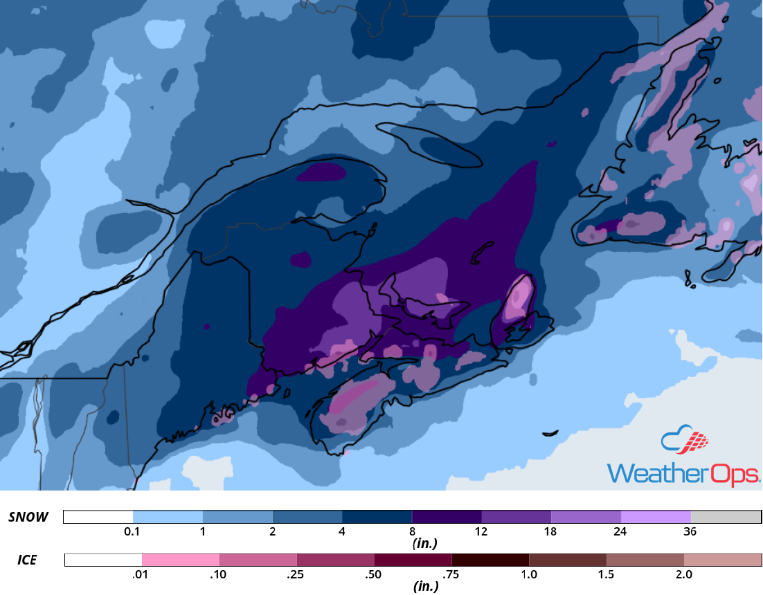Snow Accumulation for December 17-18, 2018