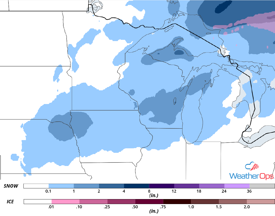 Snow Accumulation for Friday, December 28, 2018