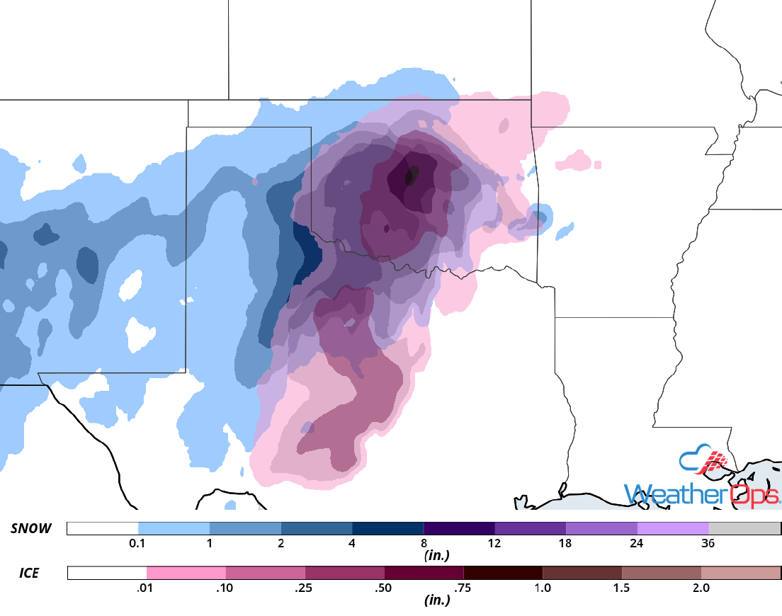 Snow and Ice Accumulation for January 2-4, 2018
