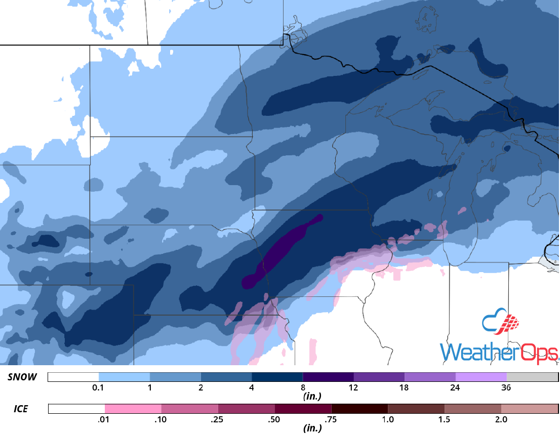 Snow Accumulation for Tuesday, January 21, 2019
