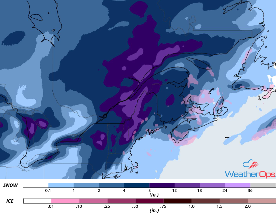 Snowfall Accumulation for January 28-29, 2019