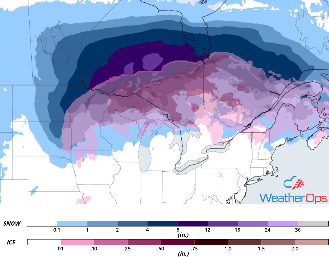 Snow Accumulation for Monday, February 4, 2019
