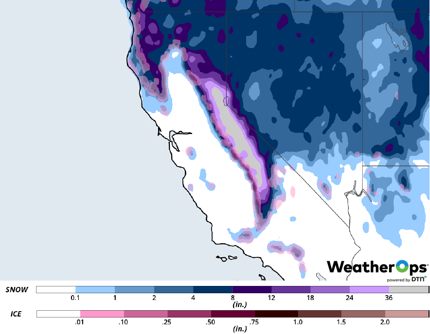 Snowfall Accumulation for February 8-10, 2019