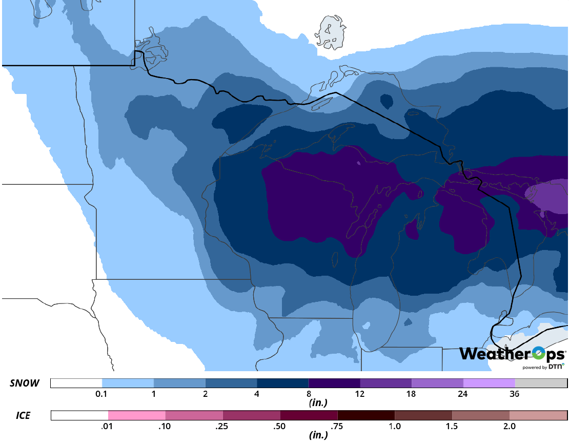 Snow Accumulation for Tuesday, February 12, 2019