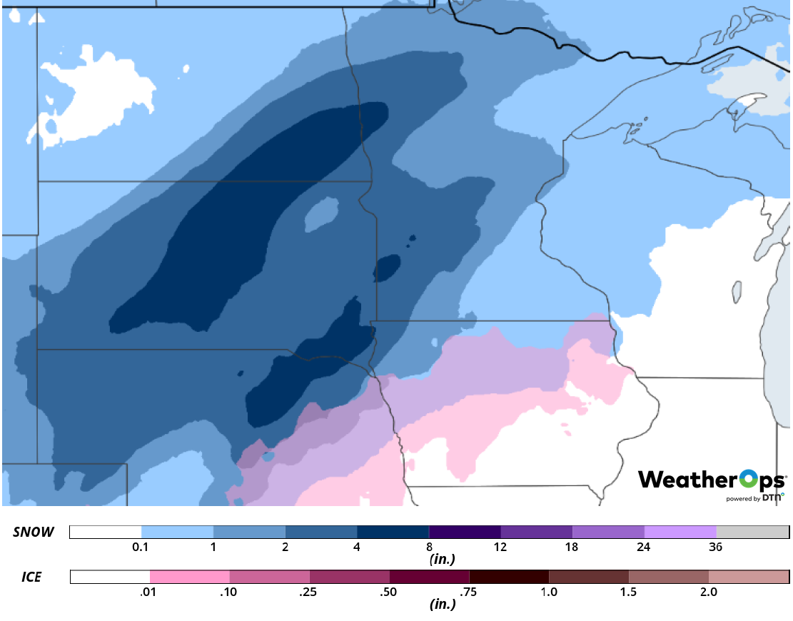 Snow Accumulation for Friday, January 22, 2019