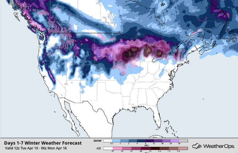 Snow Accumulation through April 15
