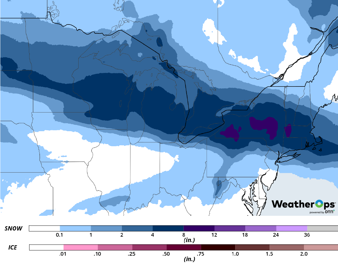 Snowfall Accumulation for February 26-27, 2019