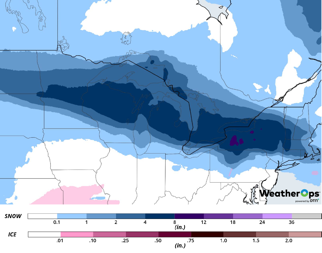 Snow Accumulation for February 26-27, 2019