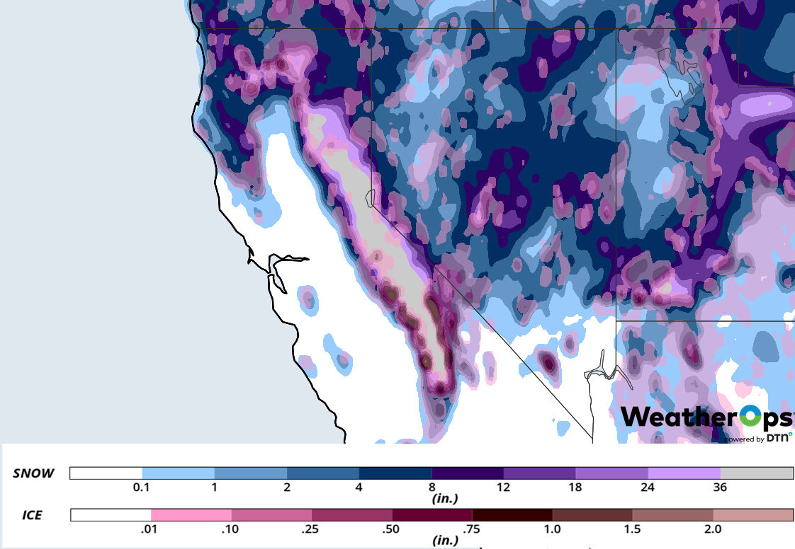 Snow Accumulation February 1-7, 2019