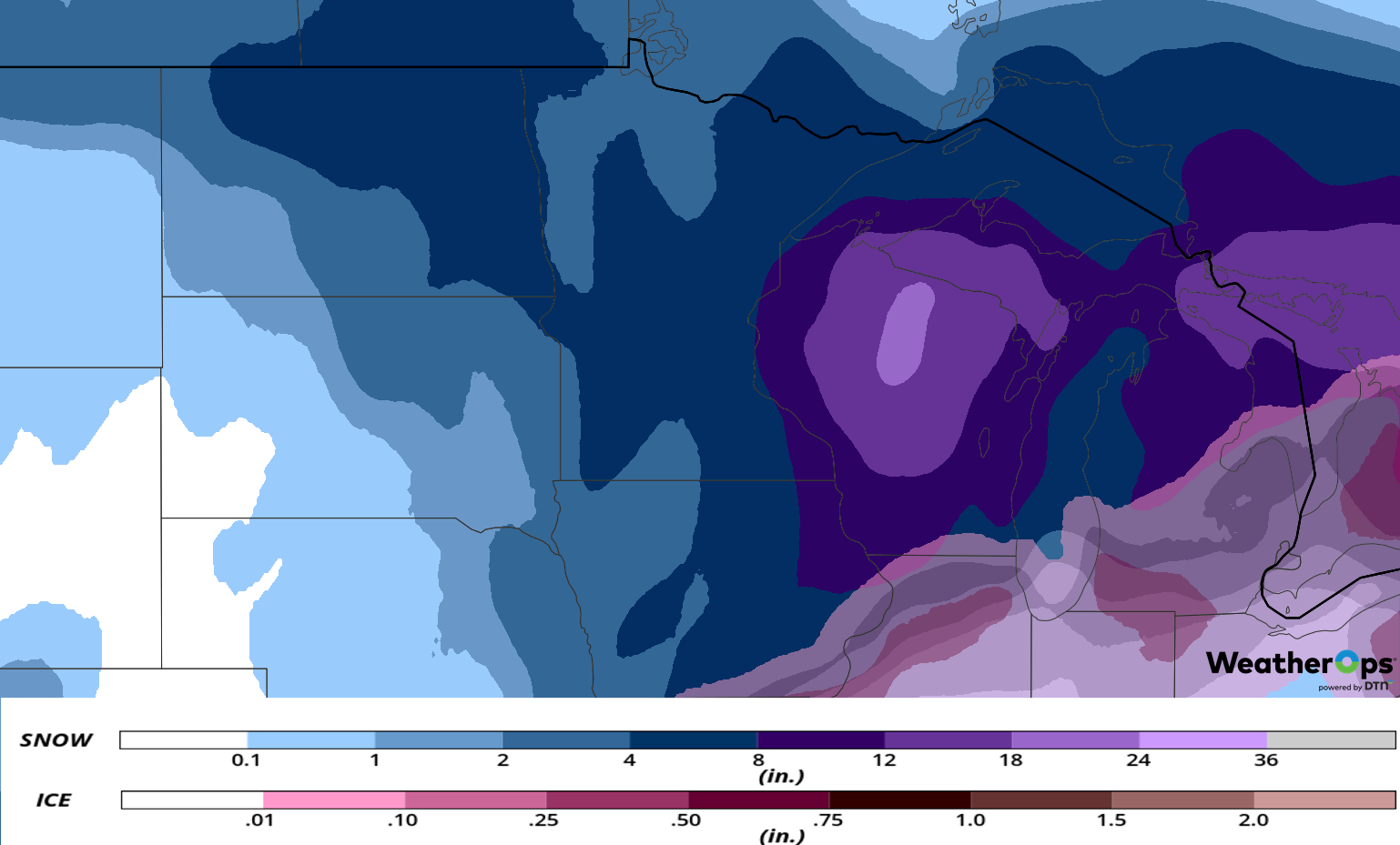 Snow and Ice Accumulation for February 11-12, 2019