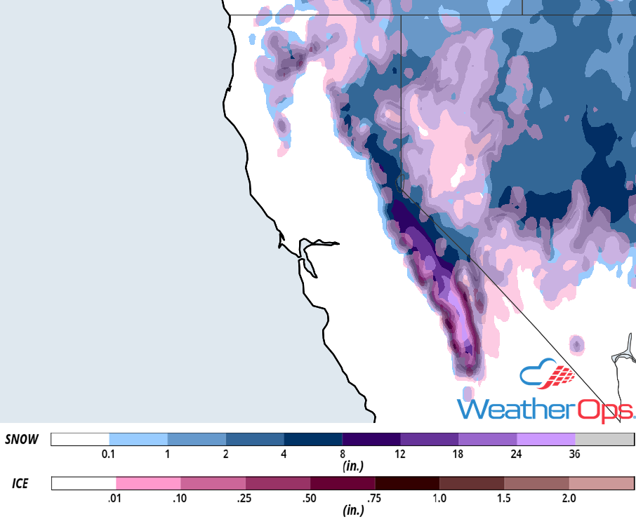 Snow Accumulation for Thursday, November 29, 2018